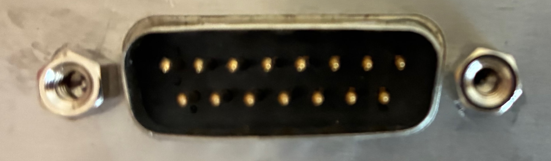 Close-up of the 15-pin D-sub connector port on an ICOM Next unit